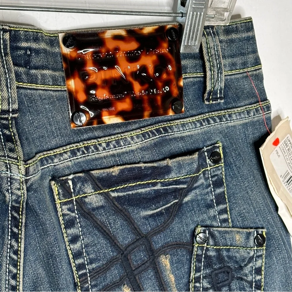 Pinko Womens Bootcut Jeans Size 31 Medium Wash‎ Stretch NEW Embroidered Pockets